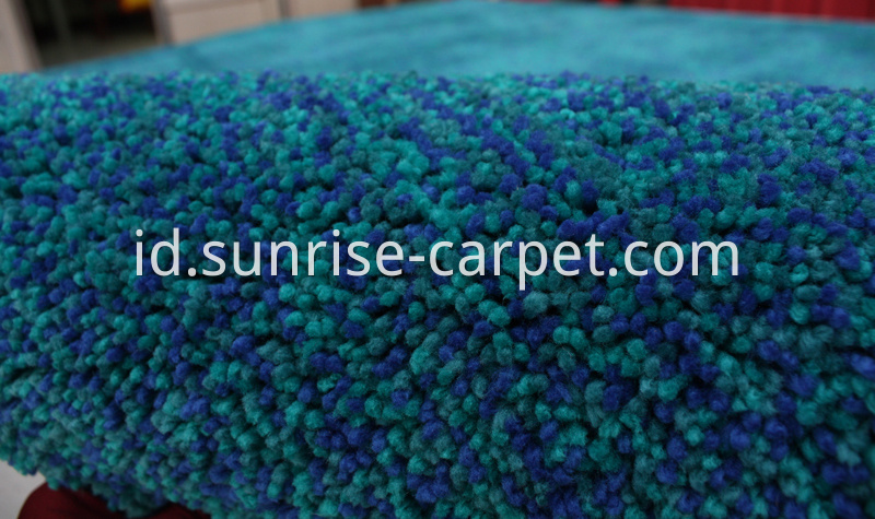 Elastic Polyester Shaggy Rug Blue mix color